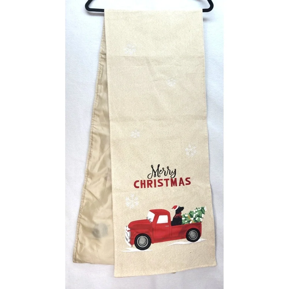 Farmhouse Christmas Red Plaid Truck W/Red Buffalo Trim Table Runner 13in‎ X 68in
