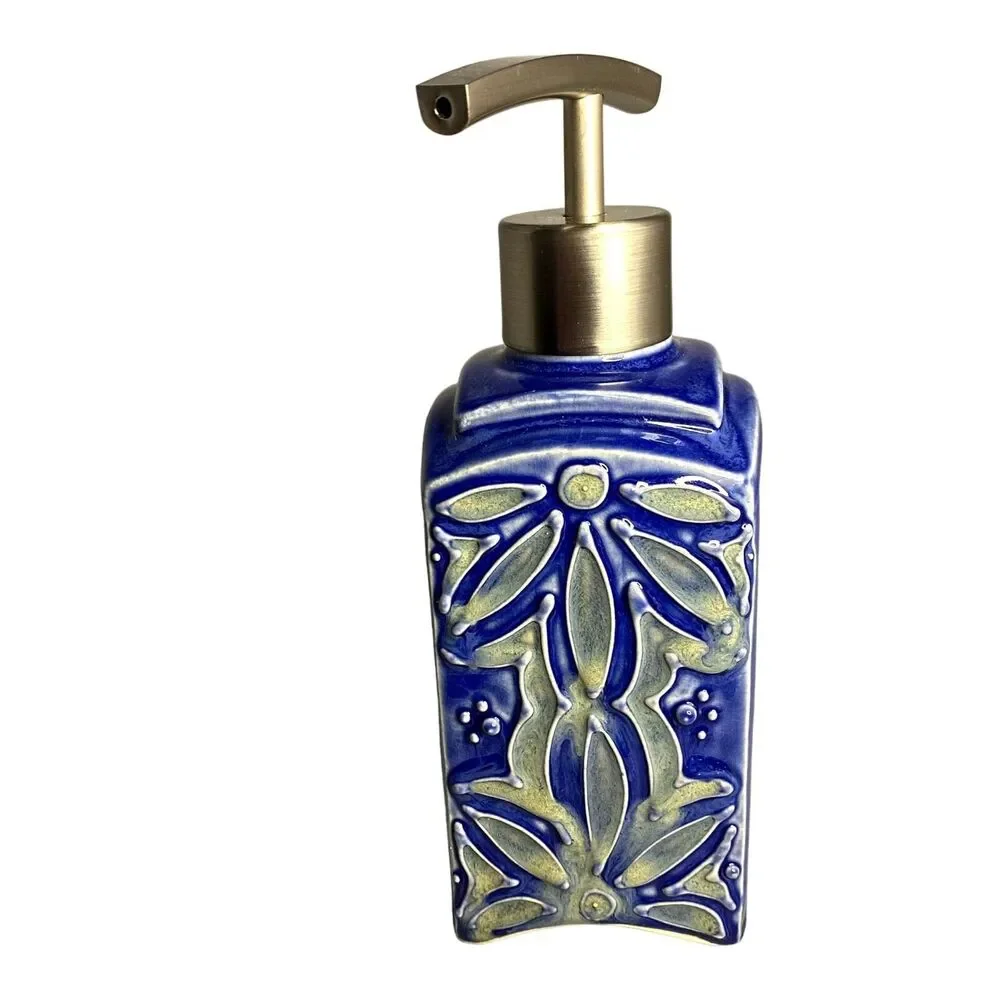 #8188 COBALT BLUE WITH SILVER COUNTER SOAP DISPENSER AET  BIRD LOGO HAND MADE