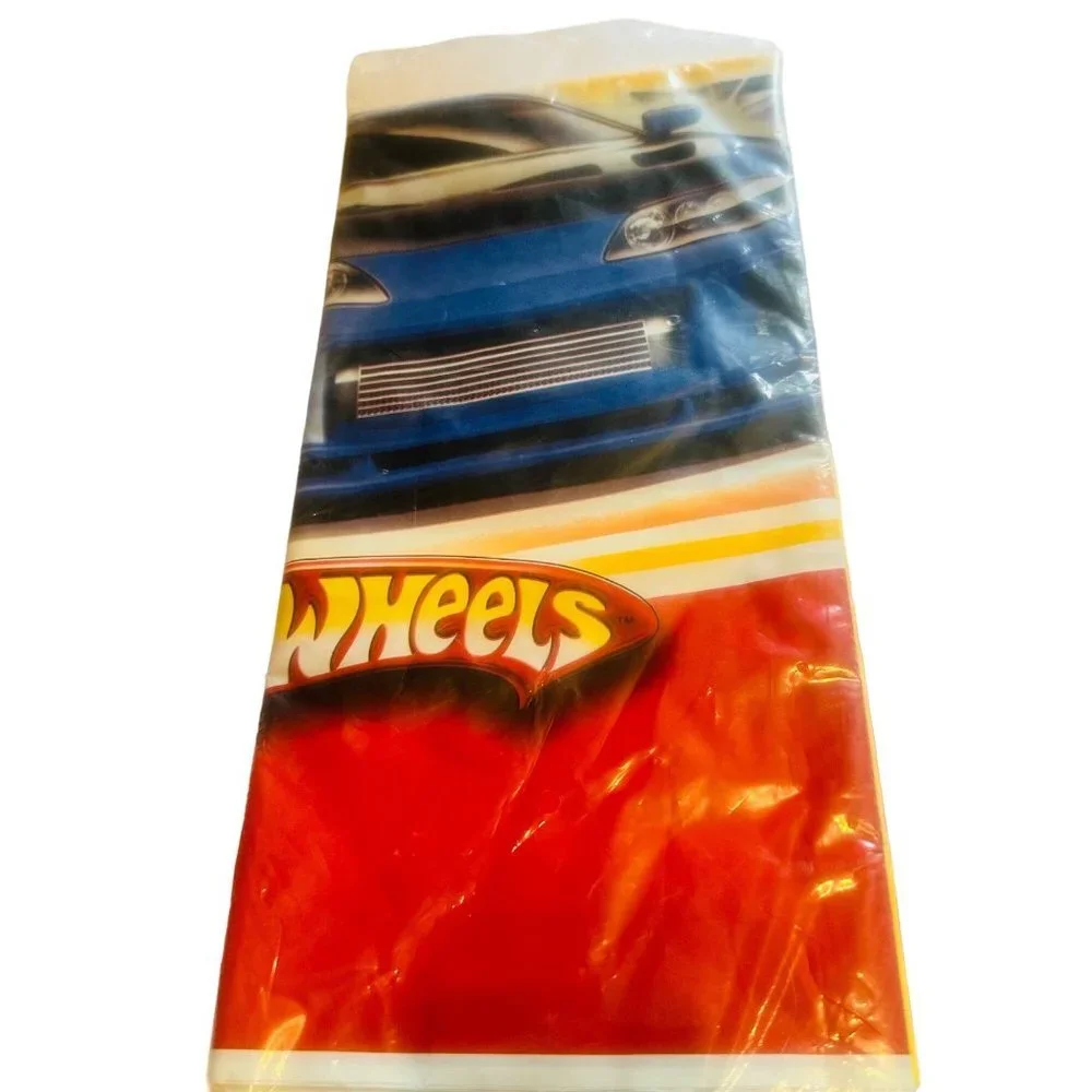 Hot Wheels Hallmark Fast Action! Yellow Background Race Car Table Cover 54