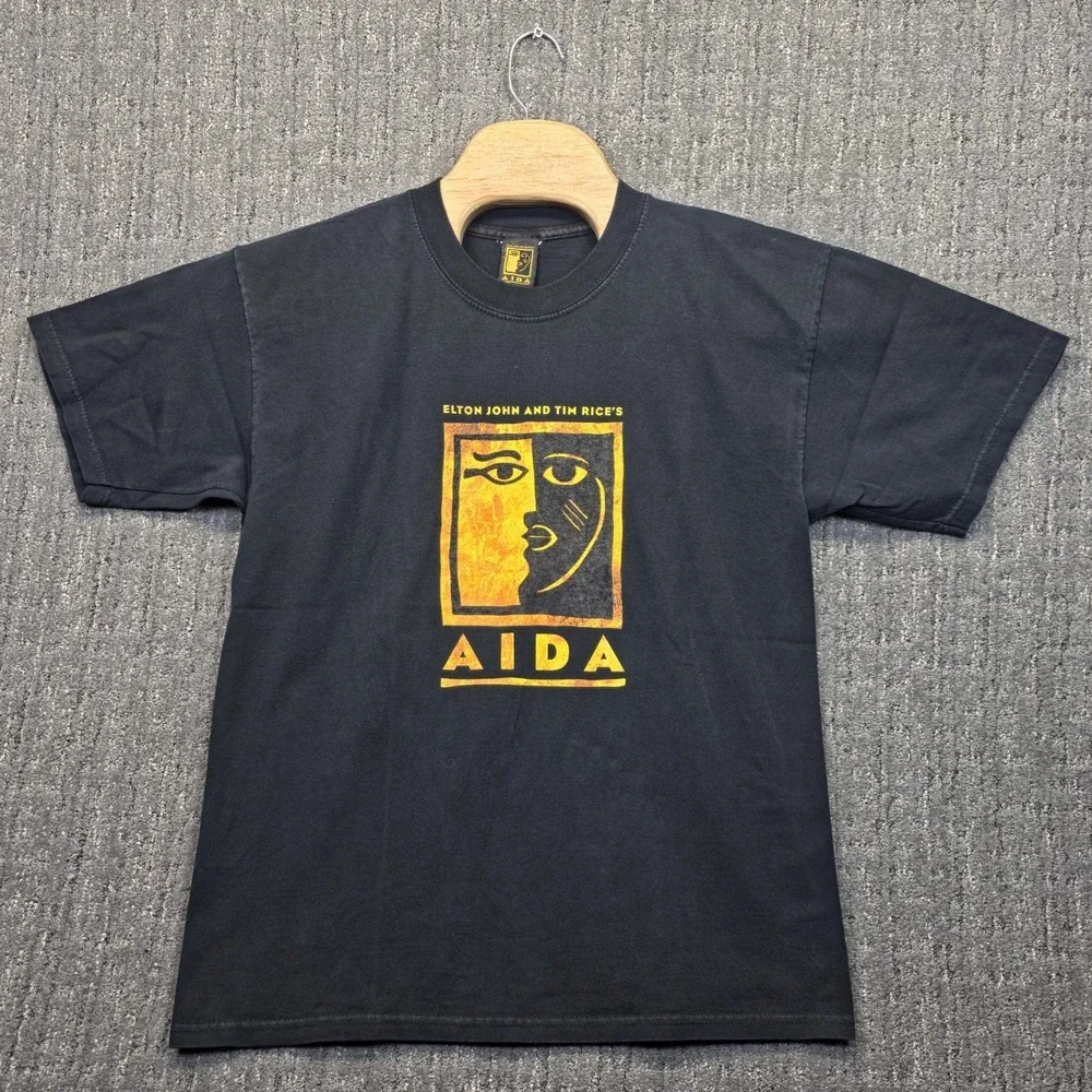 Vintage Aida Musical T-Shirt Elton John Tim Rice Broadway Tee Men's Medium Black