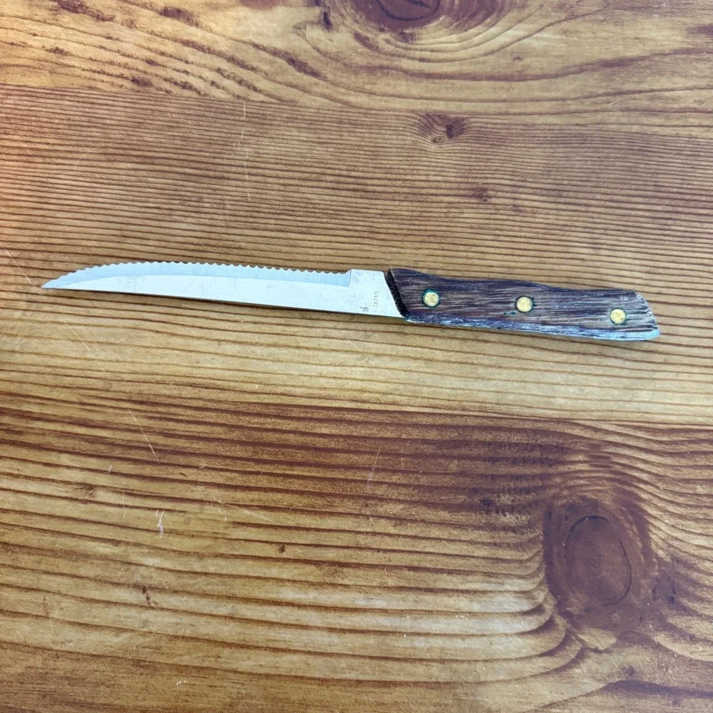 Rogers Stainless Steel Serrated Steak Knife‎ Wood Handle