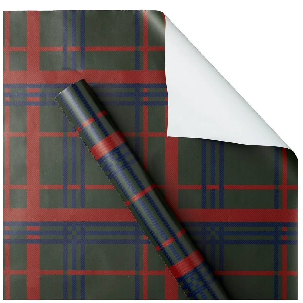 My Texas House Tartan Plaid Christmas Wrapping Paper 50 sq ft – Red Green Navy‎