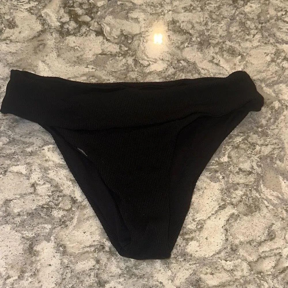 🖤 L*Space Ribbed Bikini Bottoms – Black, Size XS