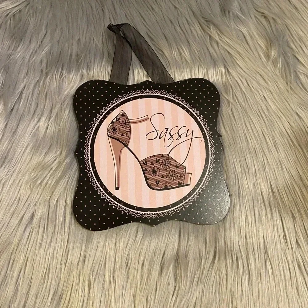 Sassy Pink & Black Wooden Hanging Sign