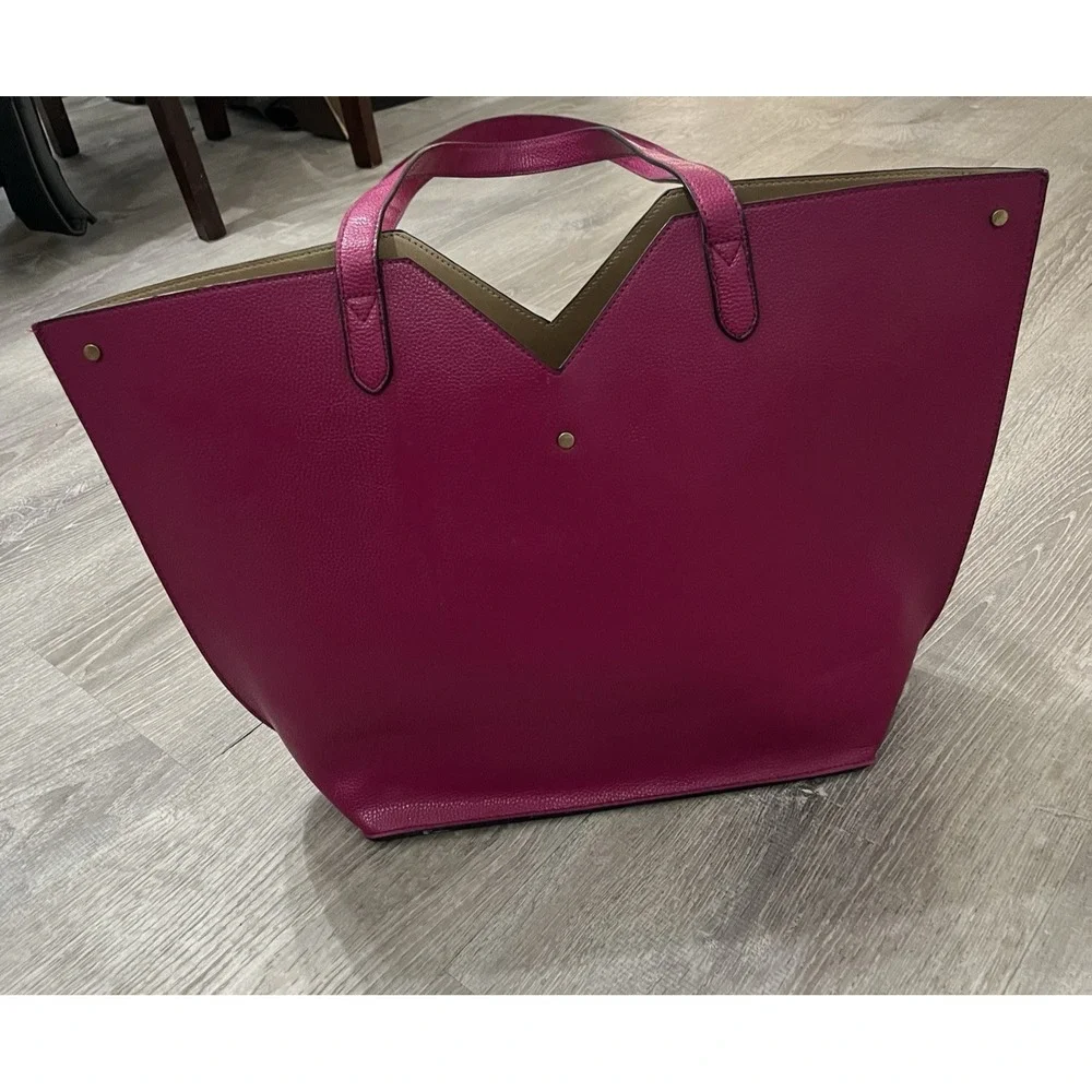 NEIMAN MARCUS Shoulder Tote Purse Bag Vegan Leather Pink Fuchsia