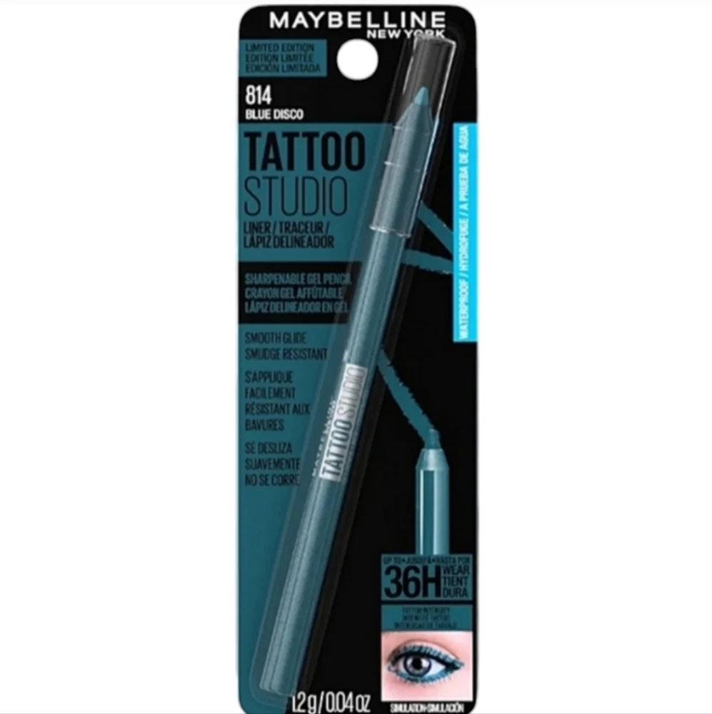 25 x MAYBELLINE Tattoo Studio Eyeliner Pencil, 36 Hour 814 Blue Disco