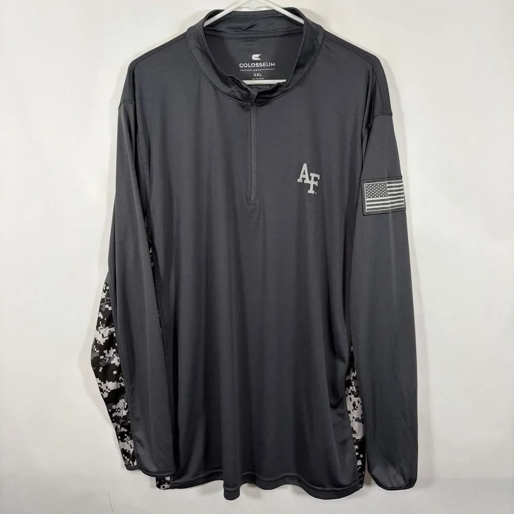 Air Force Falcons Colosseum 1/4 Zip Pullover Mens 2XL Gray Operation Hat Trick