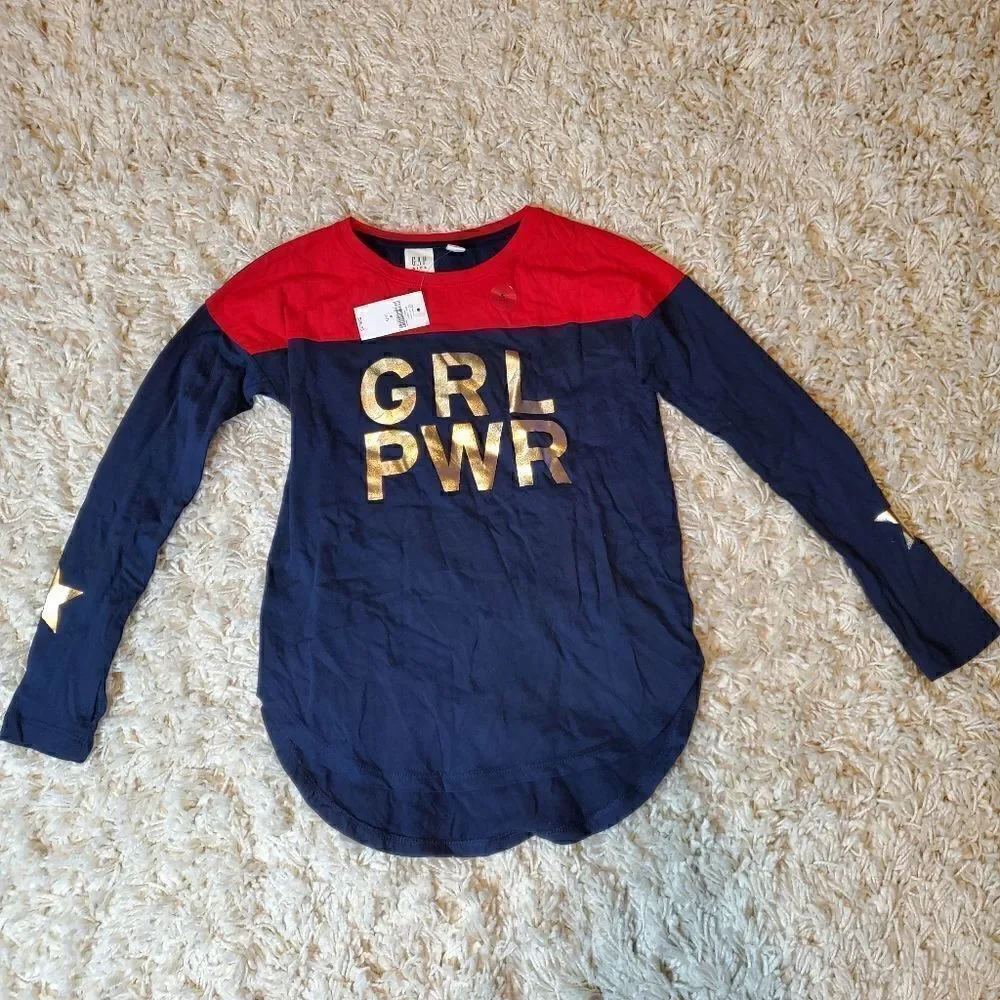 GAP KIDS Girl Power Long Sleeve Shirt - Size Small (6-7)