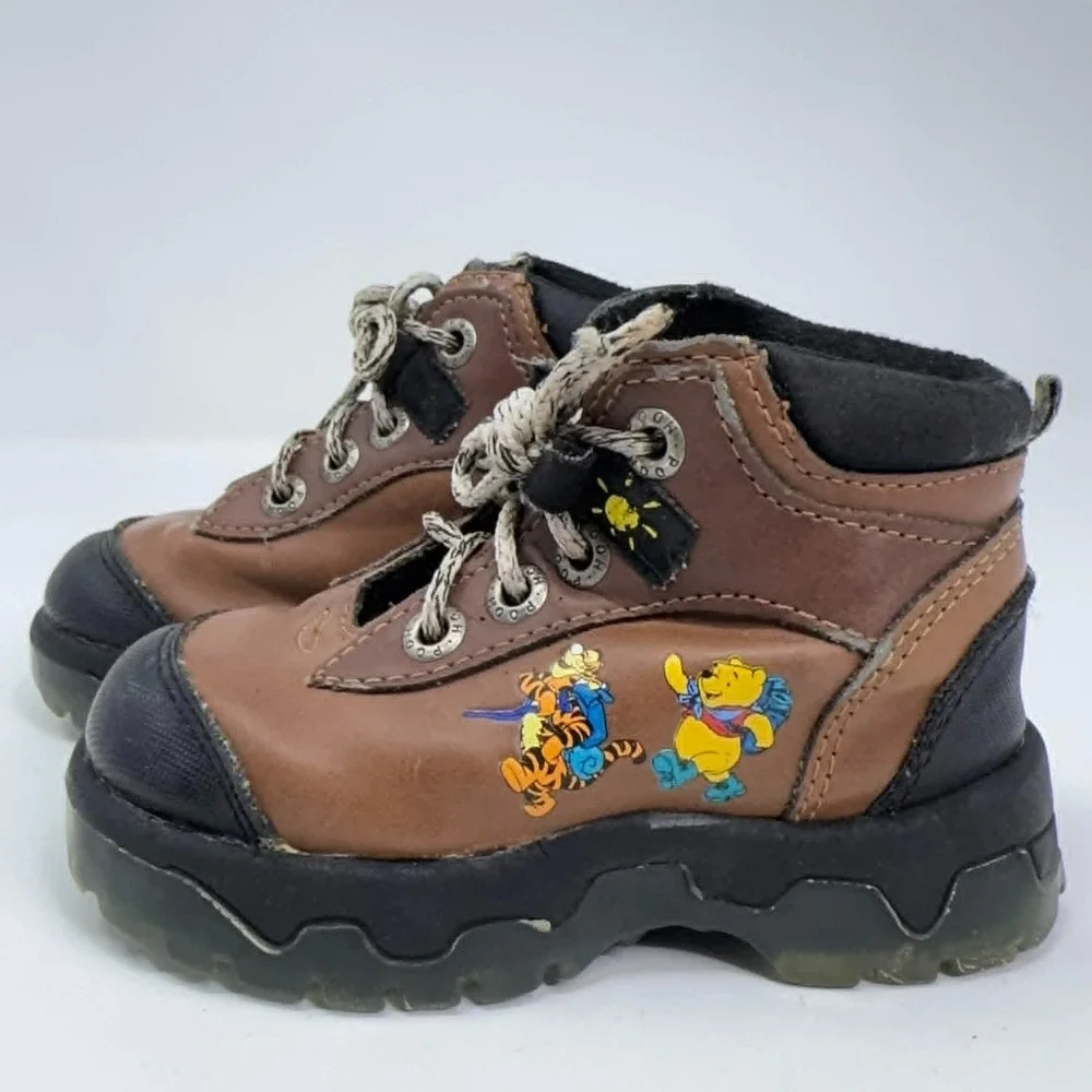 Disney Winnie The Pooh Toddler Hiking Boots Size 6 Brown Trail Shoes Tigger Y2K