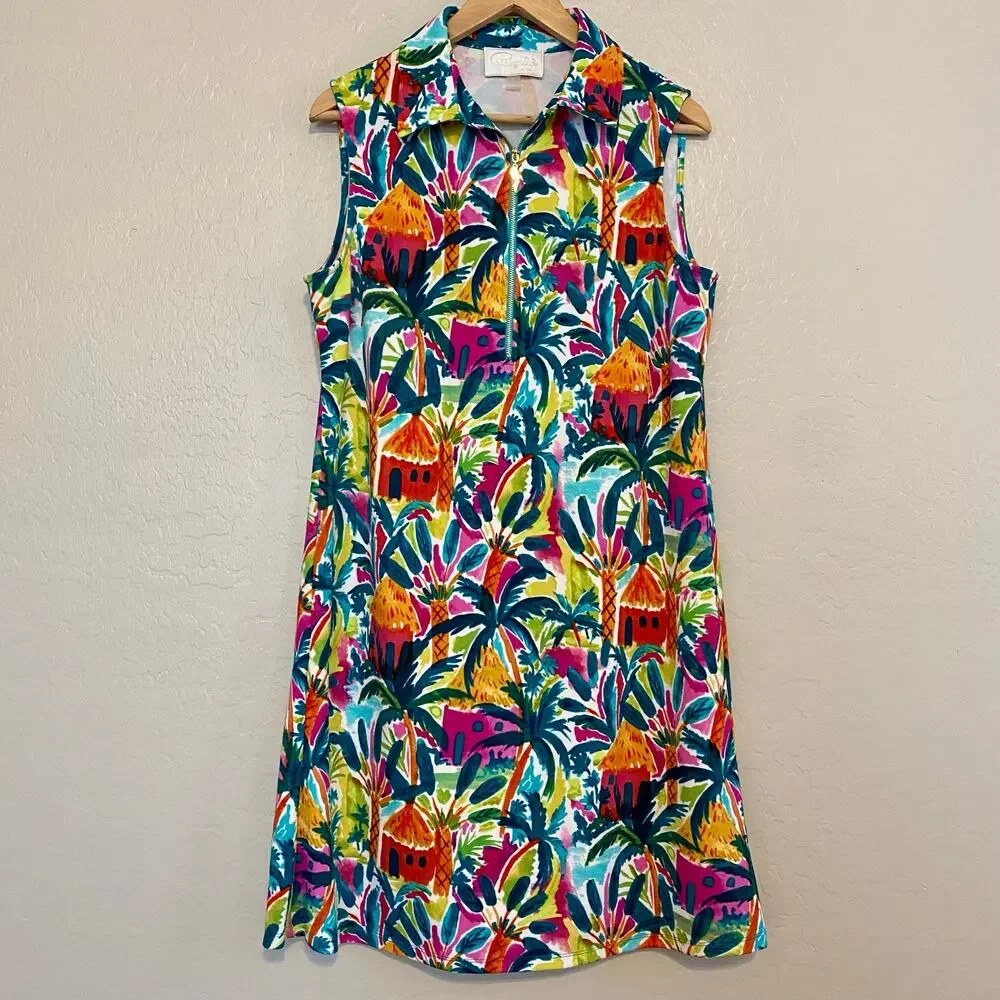 Pappagallo Dress Womens Size Large Summer Resort Vacation Cruise Tropical