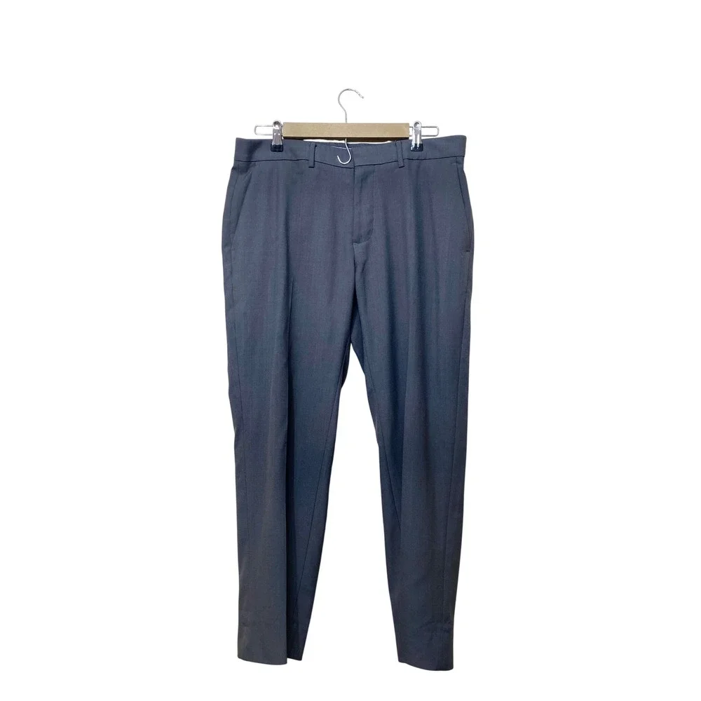 Mens Charcoal Gray Flat Front Haggar Dress Pants Recycled Blend Trousers 34x30