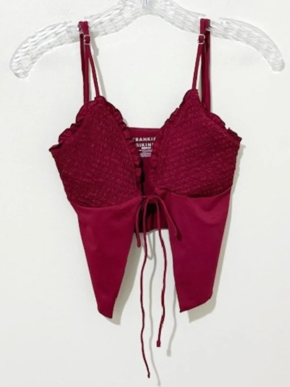 Frankies Bikinis Penelope Ruffle Tankini Bikini Top in Bordeaux Size M