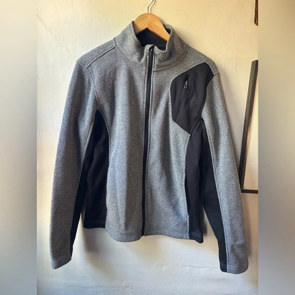 Spyder Men's Gray and Black Sweater Fleece Jacket