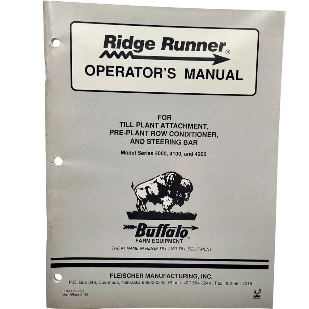 Buffalo, Fleischer Manufacturing 4000, 4100, 4100 Ridge Runner Operators‎ Manual