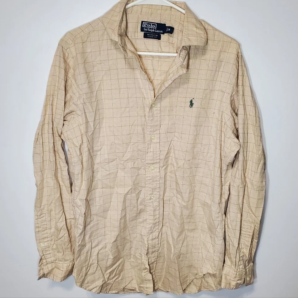 Polo Ralph Lauren Long Sleeve Button Shirt Men's M Orange Plaid