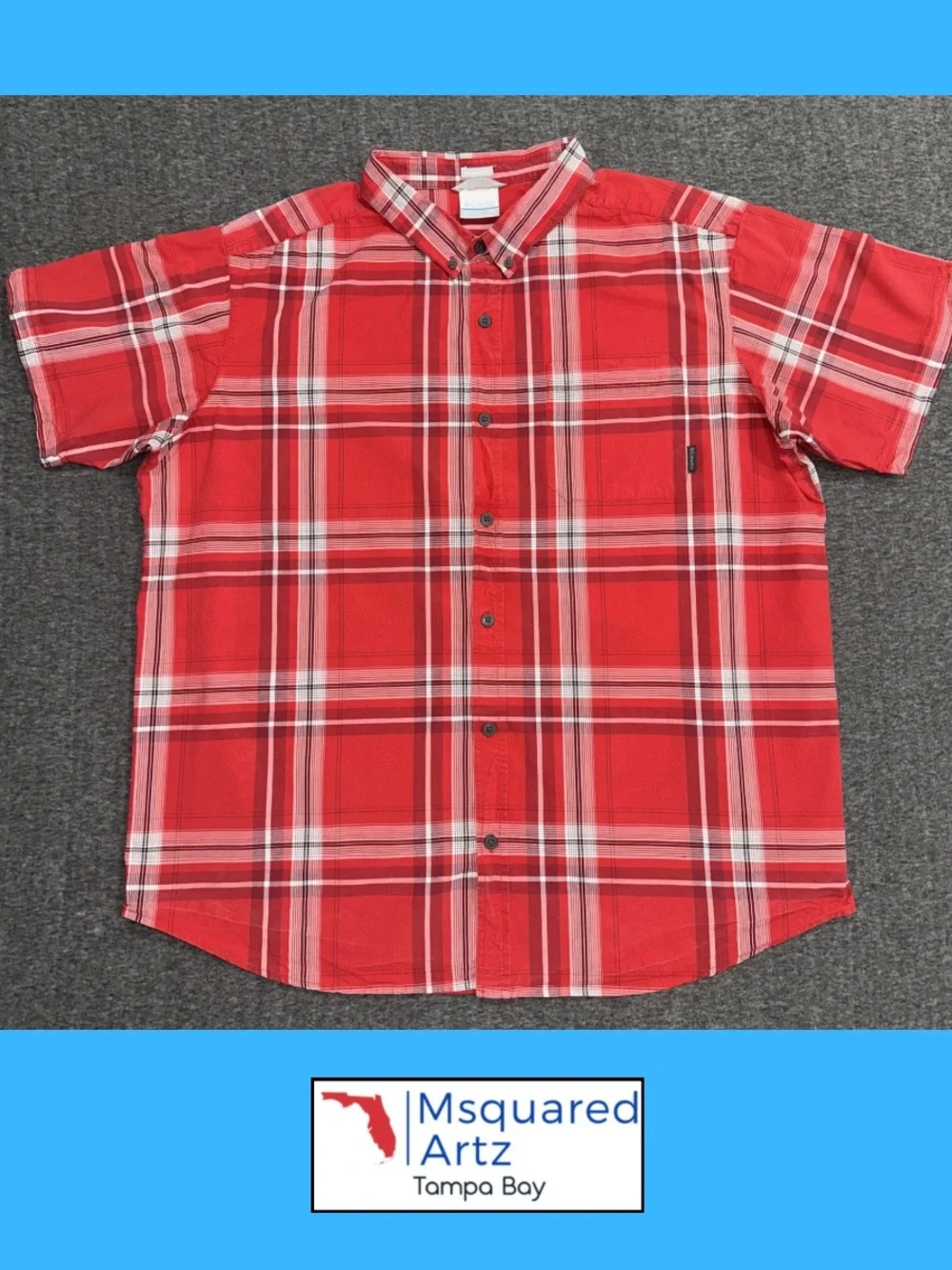 Columbia Sportswear Plaid Button Up Shirt Red XXL Short Sleeve Cotton