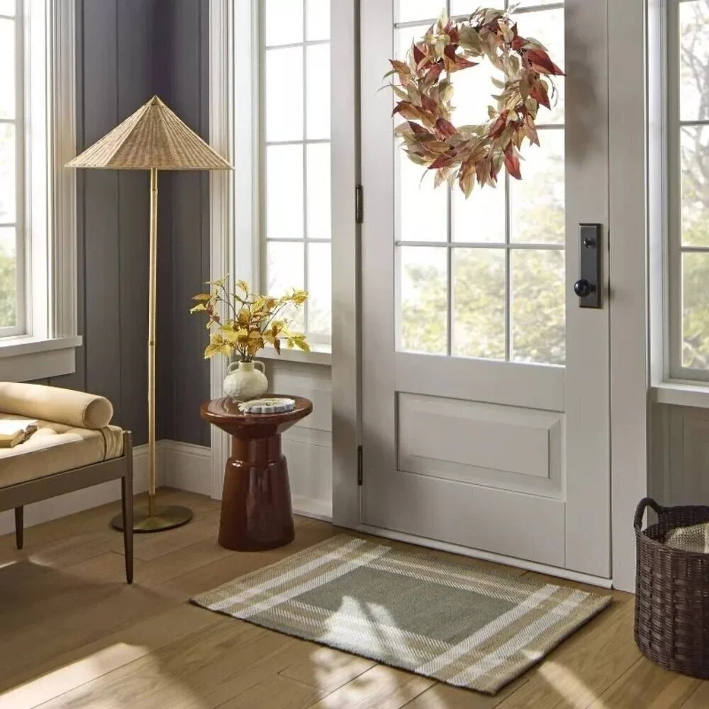 Neutral Plaid Layering Rug 2x3 - Threshold Studio McGee,‎ Indoor Outdoor
