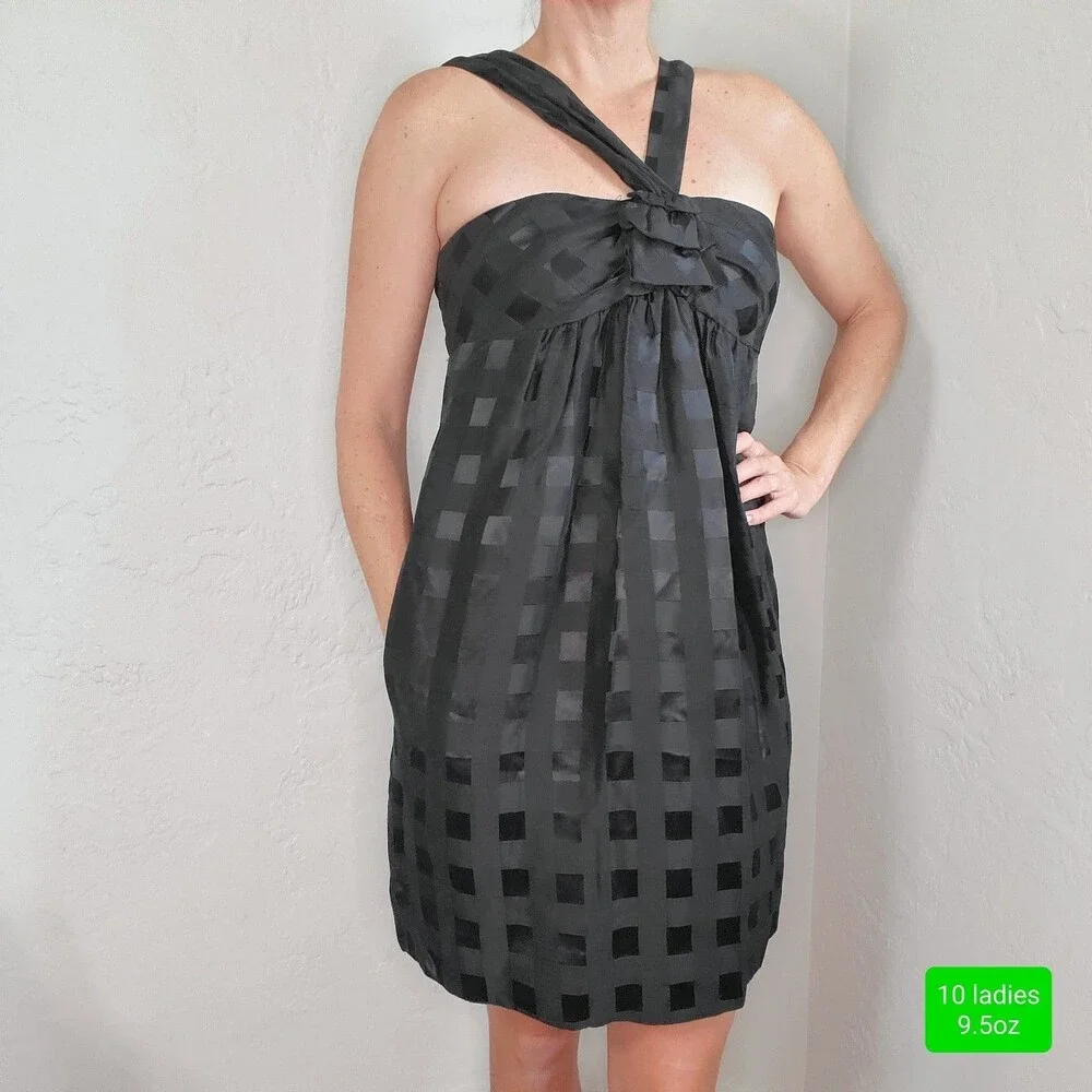 MARC BY MARC JACOBS black checkered pockets babydoll dress size 10