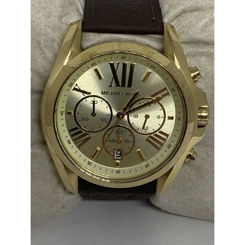 Michael Kors MK5605 Unisex Brown Leather Analog Dial Quartz Wrist Watch Hk723