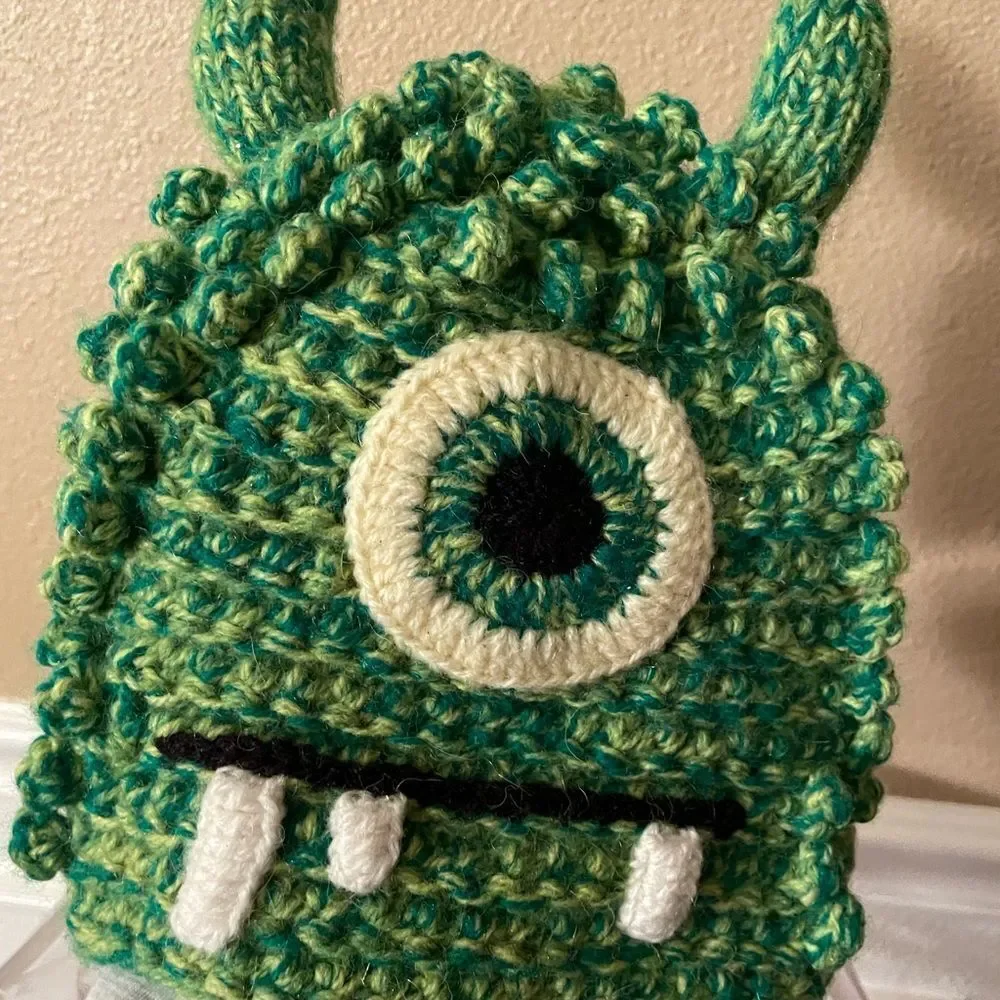 Andes Gifts Kids Hand Crocheted Monster Hat Ages 5-8
