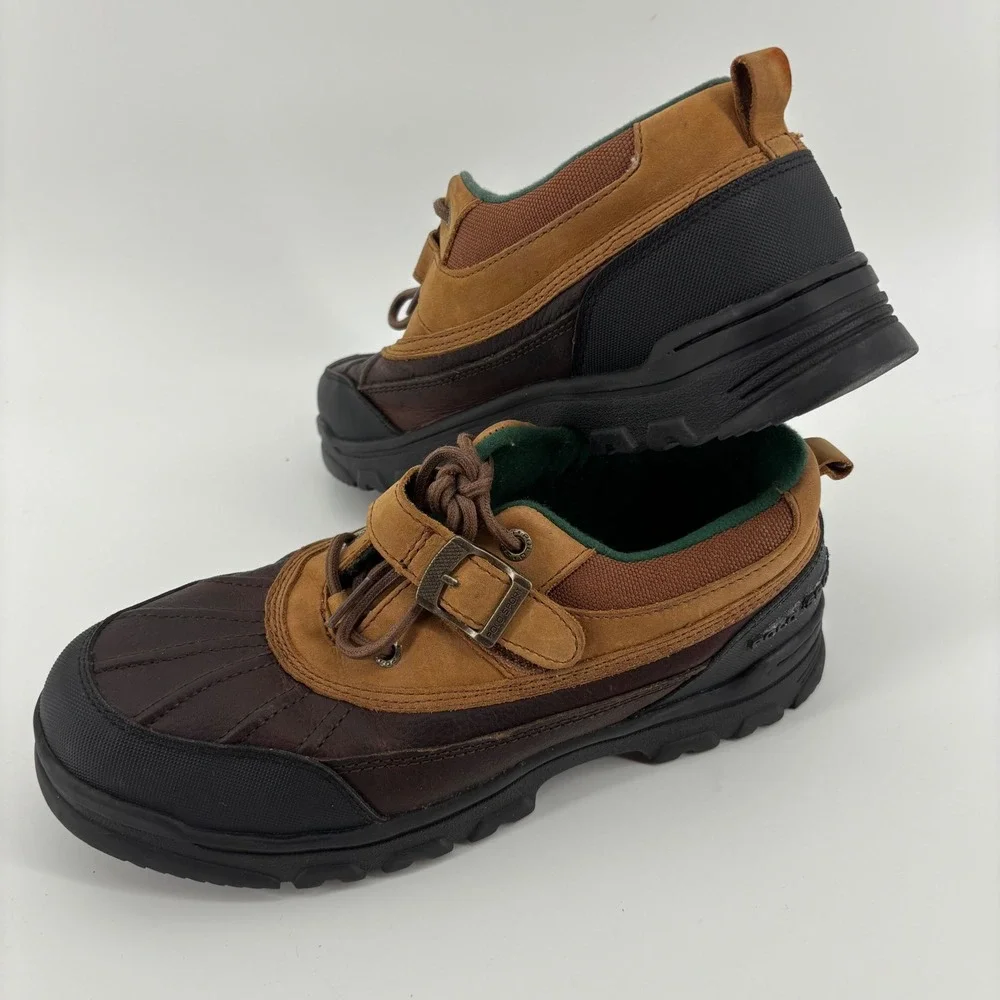 Polo Sport Ralph Lauren Duck Boots Mens 7 Brown Vintage Buckle Strap Lug Sole