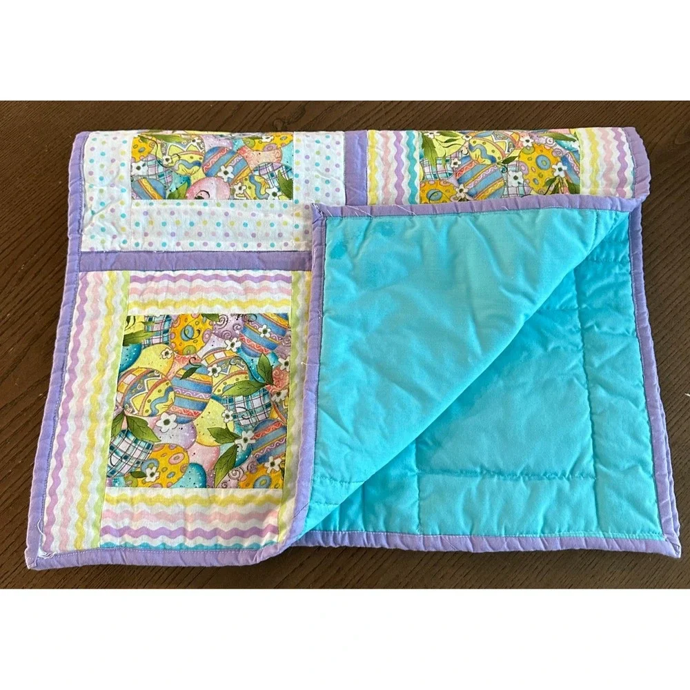 Handmade Quilted Table Runner Easter Eggs Spring Easter Patchwork 18'' x 56''‎