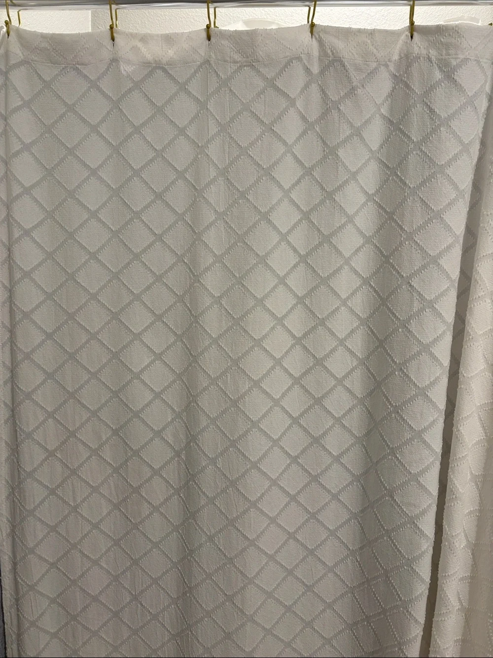 Threshold Textured White Diamond Weave Shower Curtain Cotton