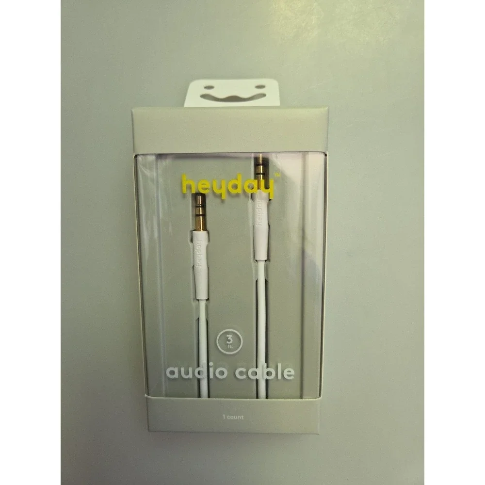 Heyday Audio 3.5mm to 3.5mm Auxiliary (Aux) Round Cable 3ft‎ White