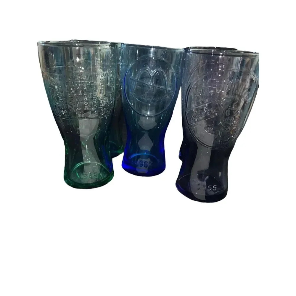 McDonalds 5 Retro Tumblers Drinking Glasses Depicting 1948,1955,‎ And 1961