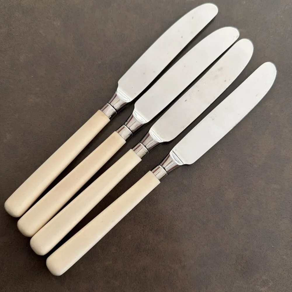 Set Of 4 Stanley Roberts Spectrum Ivory Stainless DINNER KNIVES 8.25