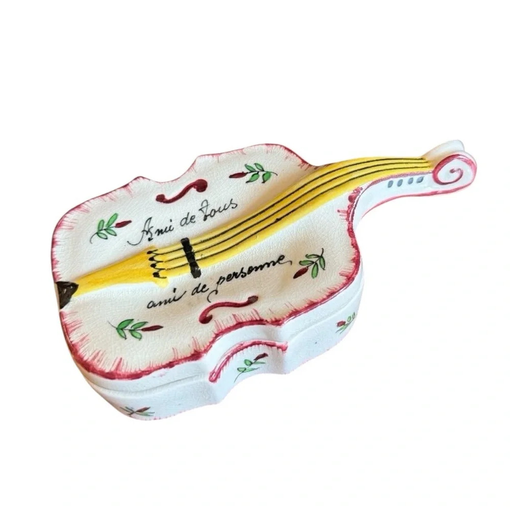 Vintage Violin Trinket Box Made in England 
