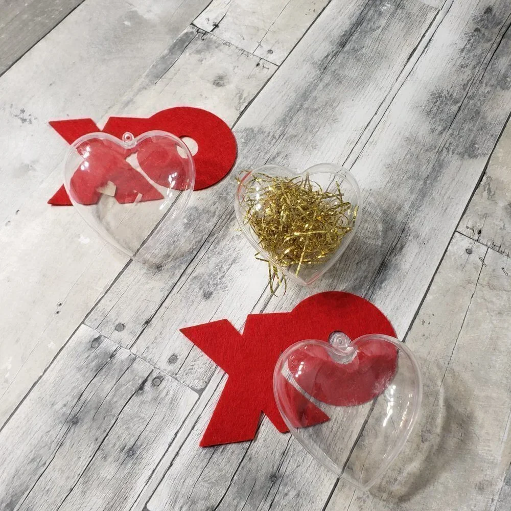 Set of 3 Clear Fillable Plastic Heart Containers - 4