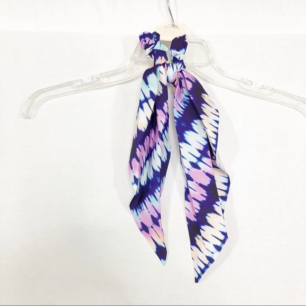 NEW Blossom Tie Dye Scarf with Elastic Hair Tie, Pink Purple