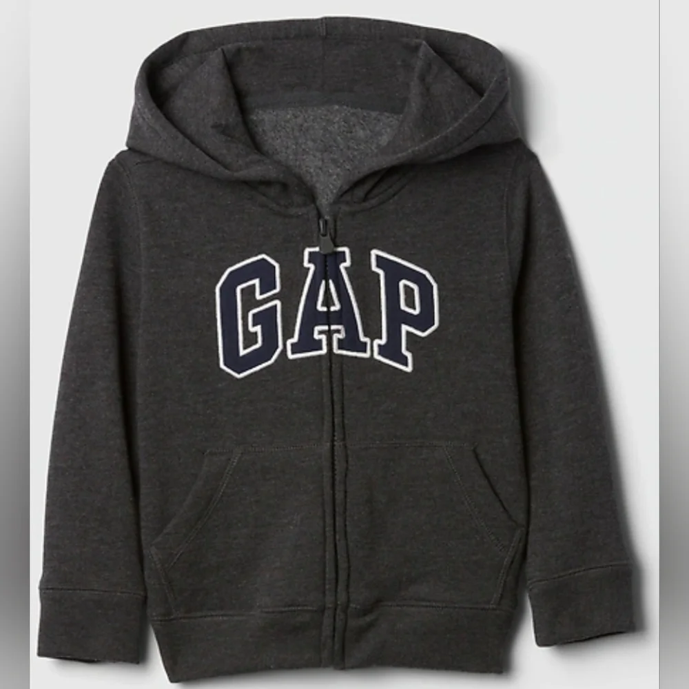 GAP Baby' Relaxed Logo Charcoal Zip Hoodie, Size 6-12m, New