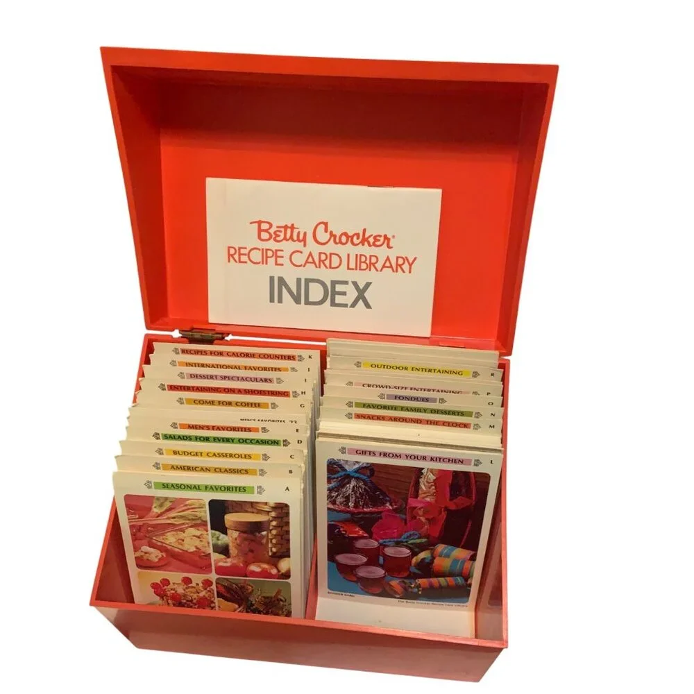 Vintage 70s Betty‎ Crocker Recipe Card Library Red Box Index Cards Set Retro