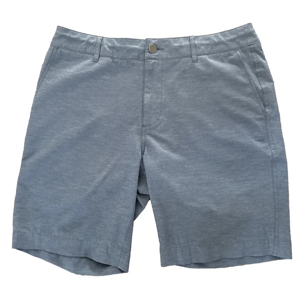 Faherty All Day Shorts Men 33 Blue Drawstring Stretch Performance Golf 9 Inseam