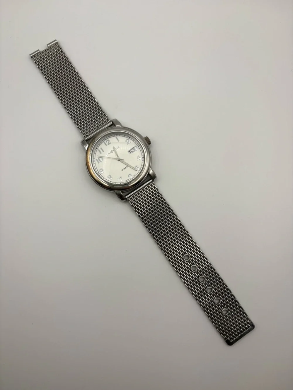 Chereskin Oversized Silver Men’s Watch Mesh Band New Battery (Read Full Listing)