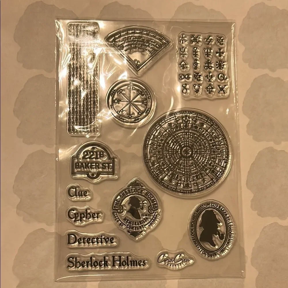 Cora Crea Craft Sherlock Holmes Themed Clear Stamps new