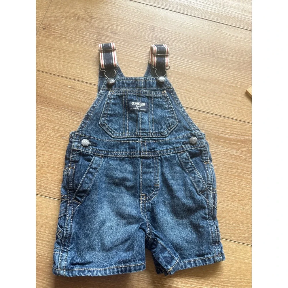OshKosh Bgosh‎ Baby Boy Denim Overalls Shortalls Medium Wash size 9 months