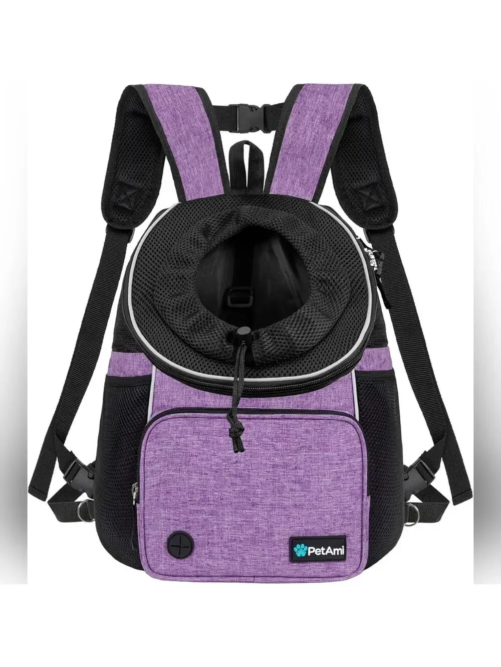 NWT PetAmi Adjustable Dog Chest Carrier Backpack, Ventilated, Max 10lbs, Purple