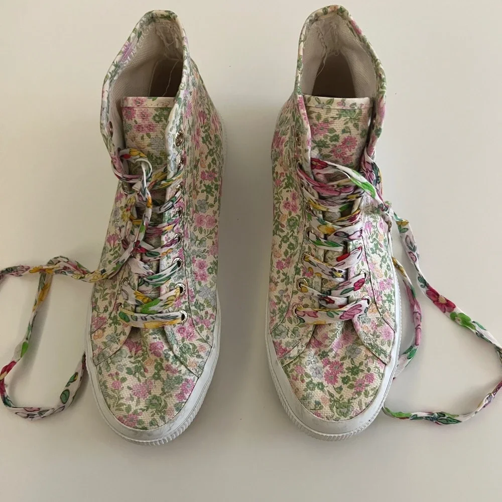 LoveShackFancy‎ x Superga 2795 High-Top Sneakers Floral Pink Green