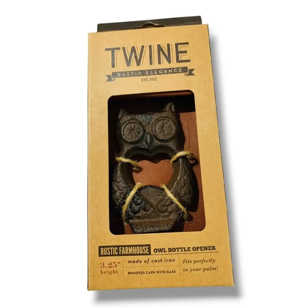 Twine Rustic Elegance Farmhouse Owl Bottle Opener New in Box 3.25