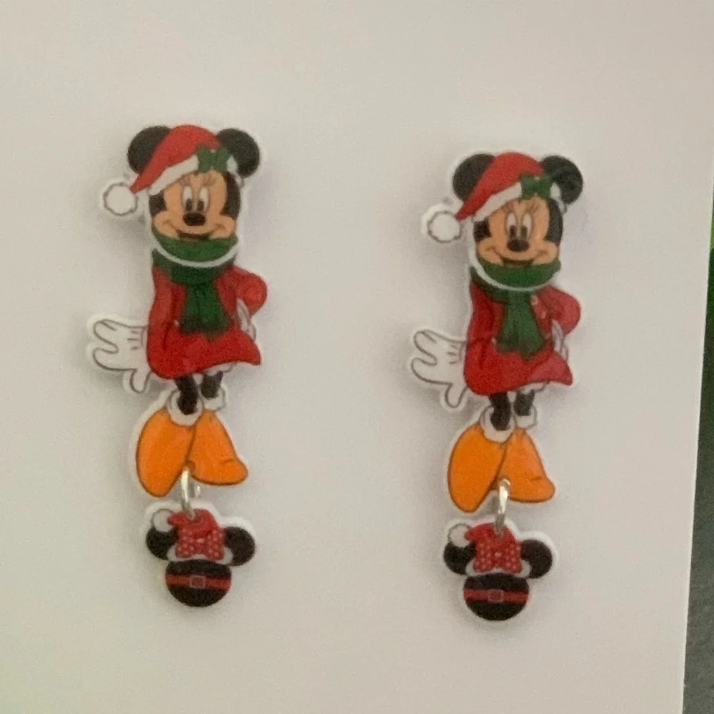 Minnie Mouse Christmas Earrings