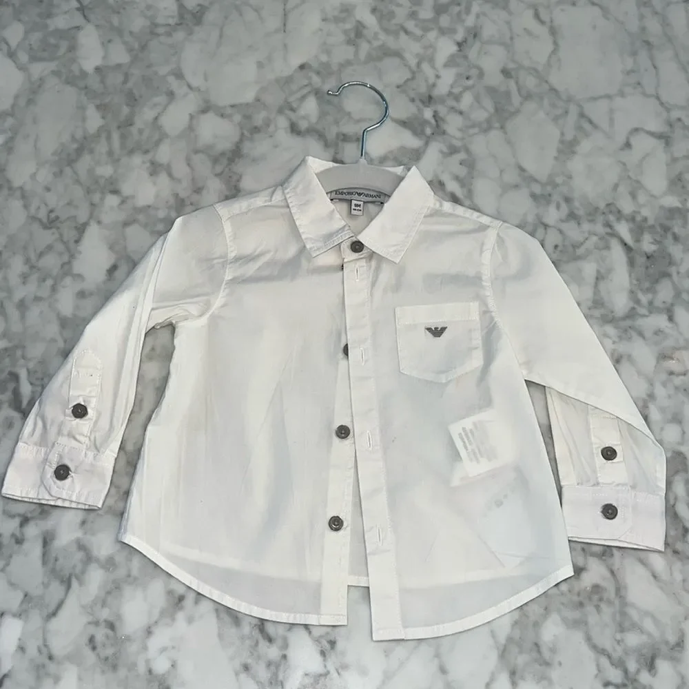 EMPORIO ARMANI BABY WHITE BUTTON SHIRT 9M