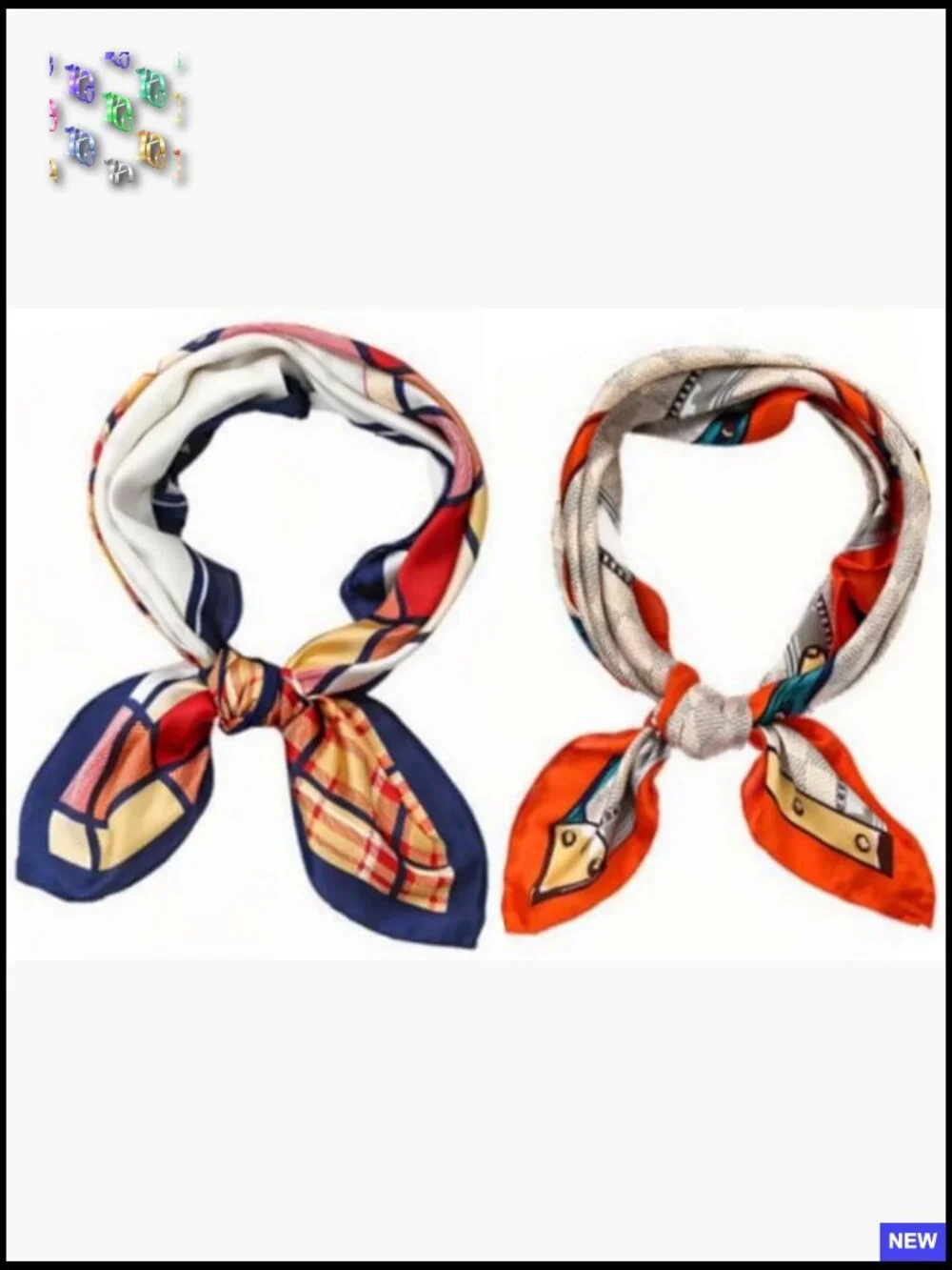 2pc Square Satin Scarves Lightweight Fashion Accessory Neckerchief Wrap