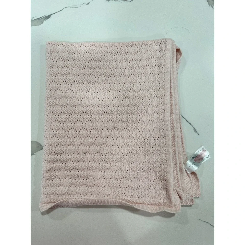 Primark Baby Pink Cellular Knit Blanket Pointelle Soft Breathable One Size
