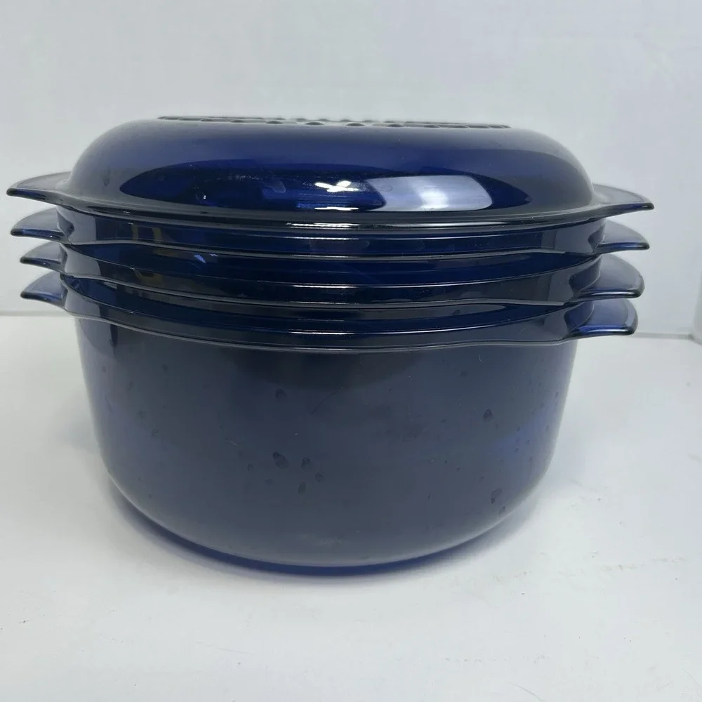 Tupperware 3 QT Stack Cooker Microwave Steamer Blue Tupperwave 5 Piece Set