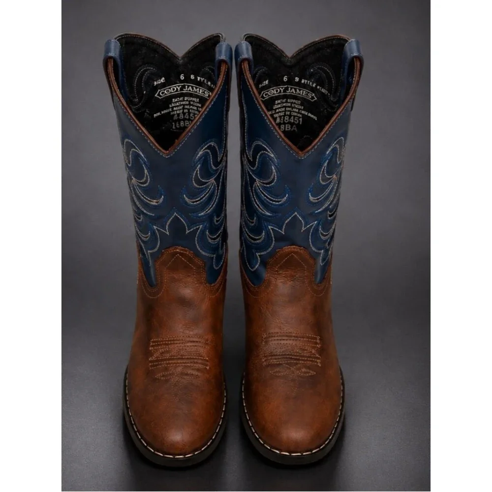 Cody James Brown & Blue Western Cowboy Boots Men’s Size 6D Leather Like New