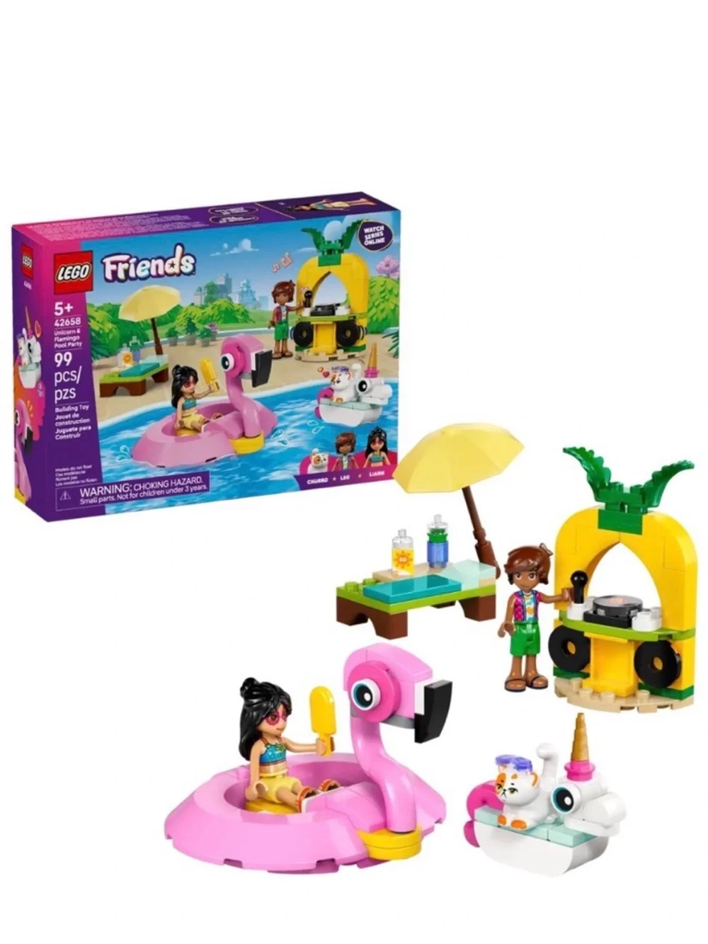 LEGO Friends Unicorn & Flamingo Pool Party Pretend Play Building Toy - Creative