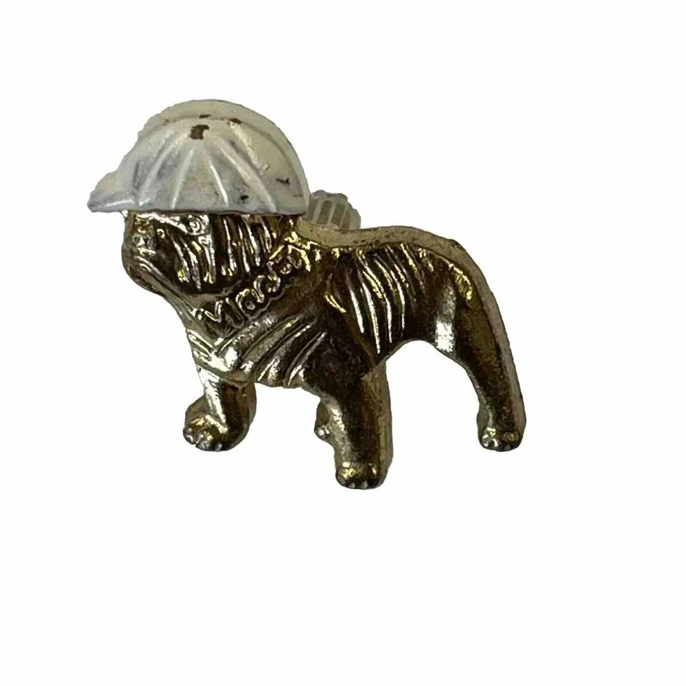 Mack Trucks Bulldog White Construction Hat Gold Tone Pinback Lapel‎ Hat Pin